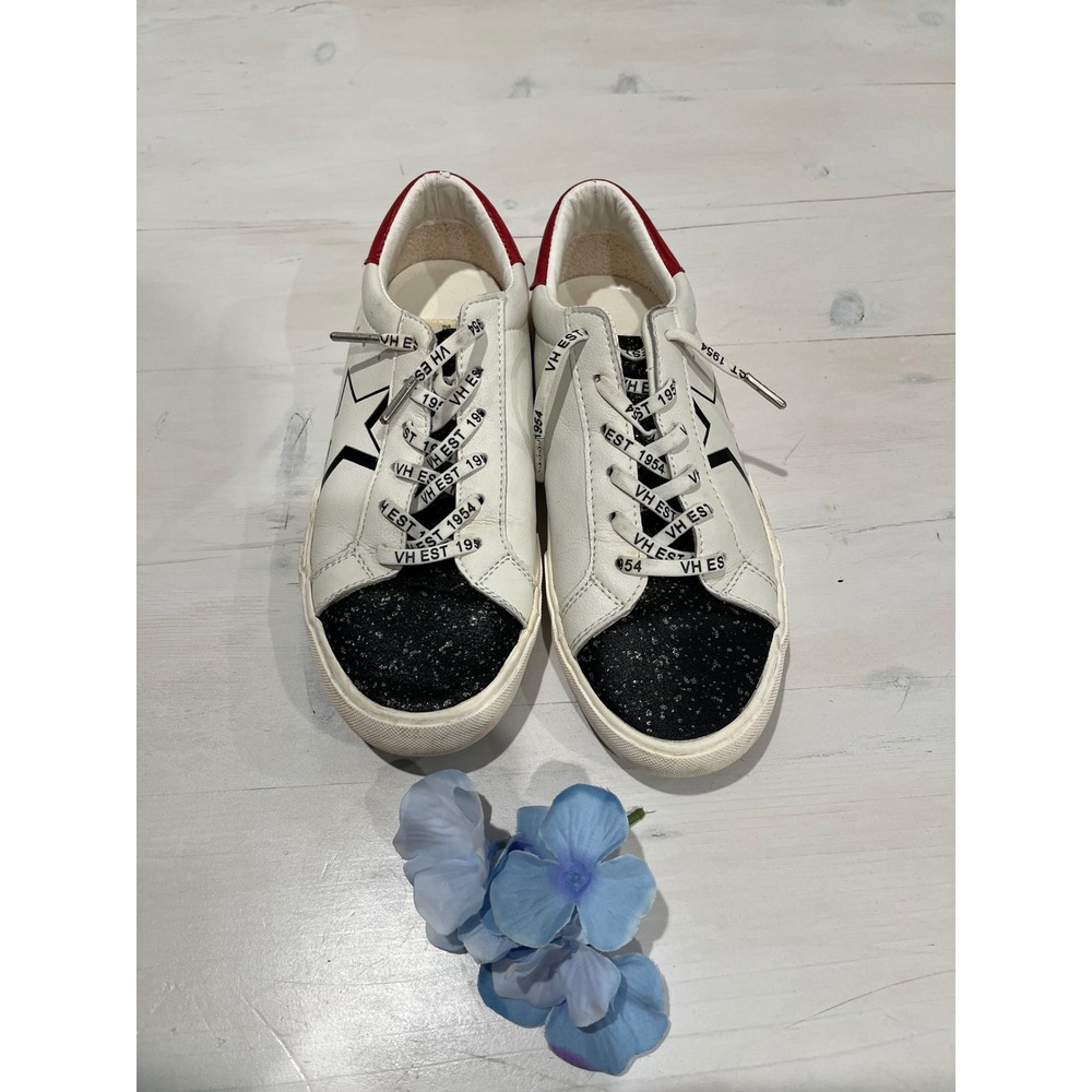 Vintage Havana White Star Glitter Sneakers‎ Red Accent Lace Up Shoes